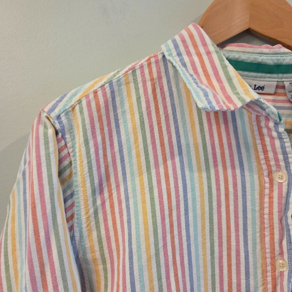 Womens Vintage 90s Ms. Lee Pastel Striped Button Down - Picture 4 of 7